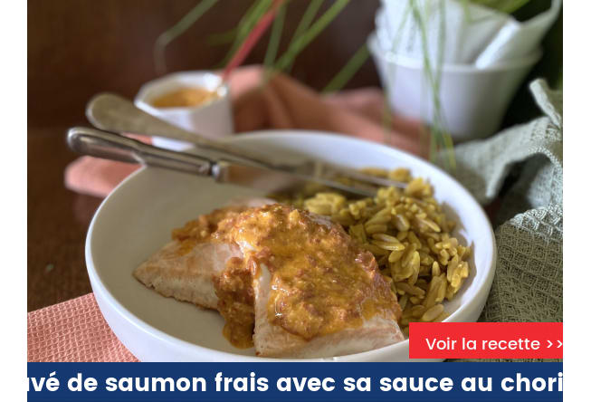 Pavé de saumon frais avec sa sauce au chorizo